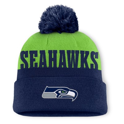 Шапка с помпоном Seattle Seahawks Fanatics College Navy Punter