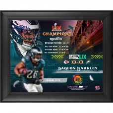 Saquon Barkley Philadelphia Eagles Fanatics Authentic Super Bowl LIX Champions Framed 13 x 16 Collage with a Piece of Game-Used Football - Limited Edition of 500