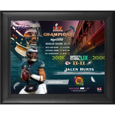 Jalen Hurts Philadelphia Eagles Fanatics Authentic Super Bowl LIX Champions Framed 13 x 16 Collage with a Piece of Game-Used Football - Limited Edition of 500