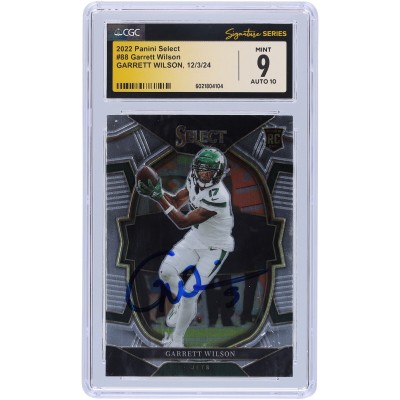 Garrett Wilson New York Jets Autographed 2022 Panini Select #88 CGC Fanatics Witnessed Authenticated 9/10 Rookie Card