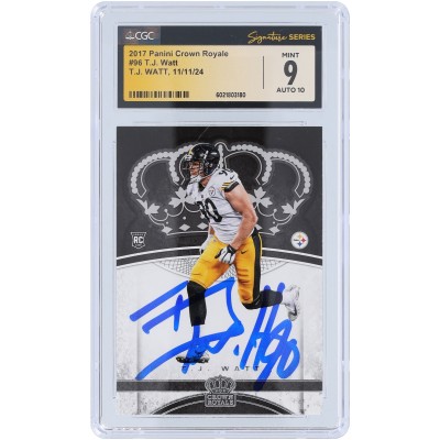 T.J. Watt Pittsburgh Steelers Autographed 2017 Panini Crown Royale #96 CGC Fanatics Witnessed Authenticated 9/10 Rookie Card