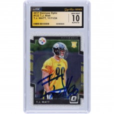 T.J. Watt Pittsburgh Steelers Autographed 2017 Panini Donruss Optic #122 CGC Fanatics Witnessed Authenticated 10/10 Rookie Card