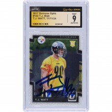 T.J. Watt Pittsburgh Steelers Autographed 2017 Panini Donruss Optic #122 CGC Fanatics Witnessed Authenticated 9/10 Rookie Card