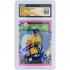 T.J. Watt Pittsburgh Steelers Autographed 2017 Panini Donruss Optic Pink #122 CGC Fanatics Witnessed Authenticated Auto 10 Rookie Card