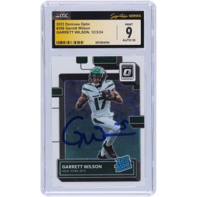 Garrett Wilson New York Jets Autographed 2022 Panini Donruss Optic #206 CGC Fanatics Witnessed Authenticated 9/10 Rookie Card