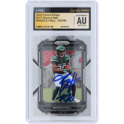 Breece Hall New York Jets Autographed 2022 Panini Prizm #317 CGC Fanatics Witnessed Authenticated Auto 10 Rookie Card