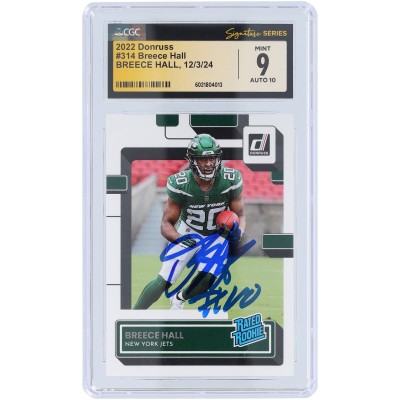 Breece Hall New York Jets Autographed 2022 Panini Donruss #314 CGC Fanatics Witnessed Authenticated 9/10 Rookie Card