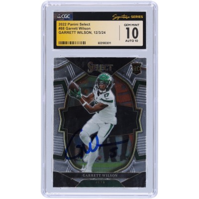 Garrett Wilson New York Jets Autographed 2022 Panini Select #88 CGC Fanatics Witnessed Authenticated 10/10 Rookie Card