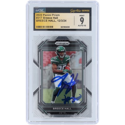 Breece Hall New York Jets Autographed 2022 Panini Prizm #317 CGC Fanatics Witnessed Authenticated 9/10 Rookie Card