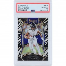 Zay Flowers Baltimore Ravens 2023 Panini Select Zebra Prizm #408 PSA Authenticated 10 Rookie Card