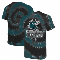 Футболка Philadelphia Eagles Majestic Threads Two-Time Super Bowl Champions Hard Count Spiral Tie-Dye - Midnight Green/Black
