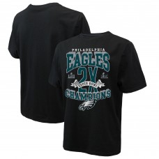 Футболка Philadelphia Eagles Majestic Threads Two-Time Super Bowl Champions Yard Lines Heavyweight - Black