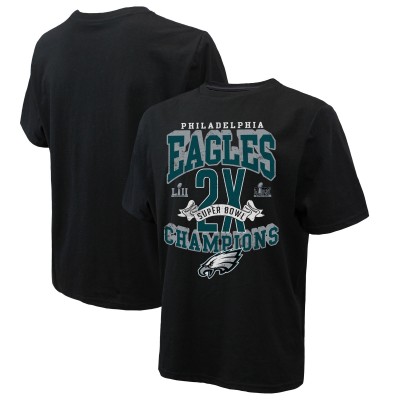 Футболка Philadelphia Eagles Majestic Threads Two-Time Super Bowl Champions Yard Lines Heavyweight - Black