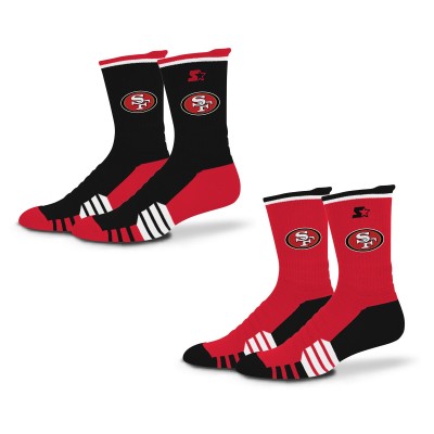 Unisex San Francisco 49ers Starter Black/Scarlet Breakaway Crew Sock 2 Pack