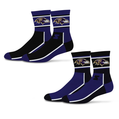 Носки Unisex Baltimore Ravens Starter Black/Purple Double Color Block 2-Pack Mid-Crew