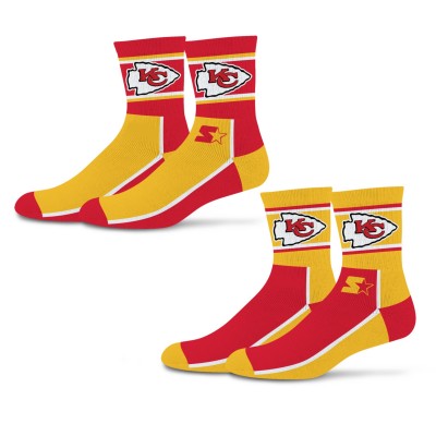Unisex Kansas City Chiefs Starter Red/Gold Double Color Block 2-Pack Mid-Crew Socks