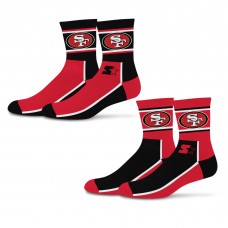 Unisex San Francisco 49ers Starter Black/Scarlet Double Color Block 2-Pack Mid-Crew Socks