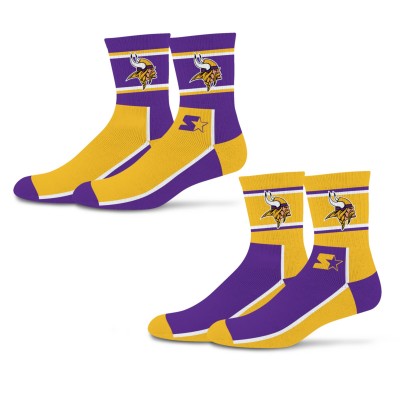 Unisex Minnesota Vikings Starter Purple/Gold Double Color Block 2-Pack Mid-Crew Socks