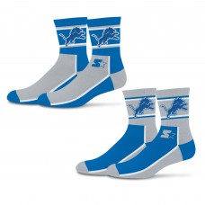 Unisex Detroit Lions Starter Blue/Silver Double Color Block 2-Pack Mid-Crew Socks