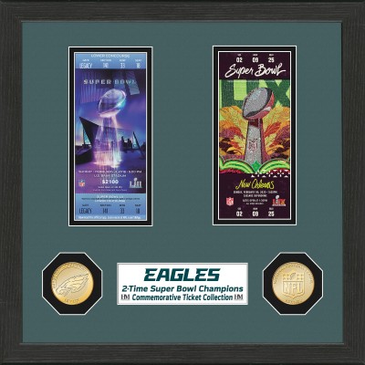 Philadelphia Eagles Highland Mint Two-Time Super Bowl Champions 13 x 13 Ticket Collection Bronze Coin Photo Mint