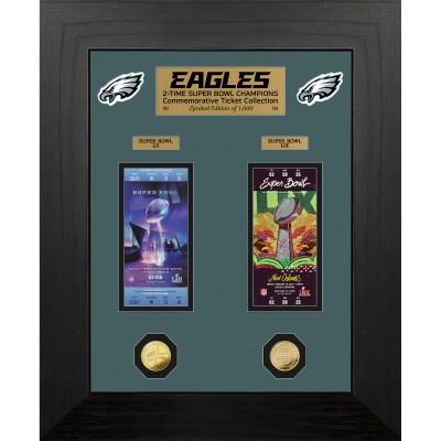 Philadelphia Eagles Highland Mint Two-Time Super Bowl Champions Deluxe 18 x 22 Ticket Collection Gold Coin Photo Mint