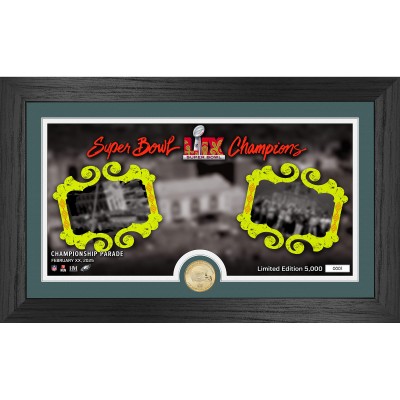 Philadelphia Eagles Highland Mint Super Bowl LIX Championship 12 x 20 Parade Pano Bronze Coin Photo Mint