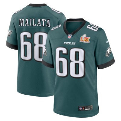 Игровая джерси Jordan Mailata Philadelphia Eagles Nike Super Bowl LIX Game Player - Midnight Green