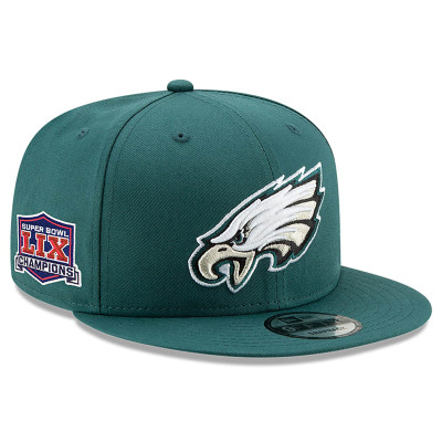 Бейсболка Philadelphia Eagles New Era Super Bowl LIX Champions Side Patch 9FIFTY Snapback - Midnight Green