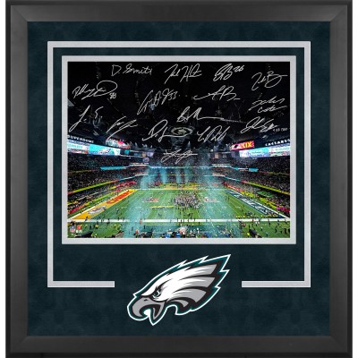 Philadelphia Eagles Autographed Fanatics Authentic Super Bowl LIX Champions Deluxe Framed 16 x 20 Photograph with at least 10 Signatures featuring Jalen Hurts, DeVonta Smith, Cooper DeJean, Dallas Goedert, Saquon Barkley & More! - Limited Edition of 2