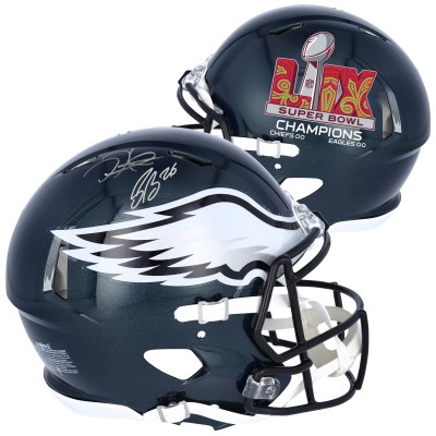 Saquon Barkley & Jalen Hurts Philadelphia Eagles Autographed Fanatics Authentic Super Bowl LIX Champions Riddell Logo Speed Authentic Helmet