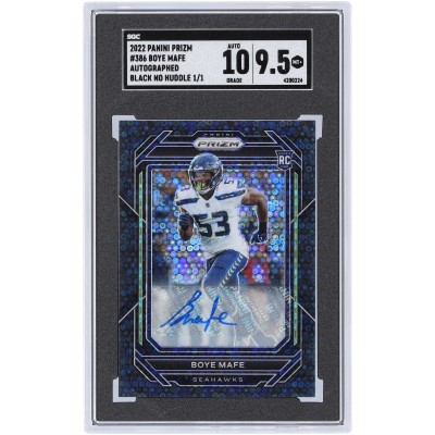 Boye Mafe Seattle Seahawks Autographed 2022 Panini Prizm Black No Huddle Prizm #386 #1/1 SGC Authenticated 9.5/10 Rookie Card