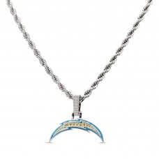 Los Angeles Chargers GLD 14K White Gold Logo Pendant & Rope Chain