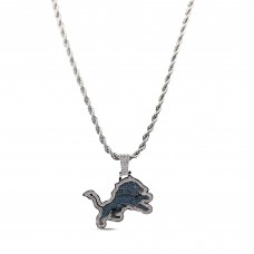 Detroit Lions The GLD Shop 14K White Gold Logo Pendant & Rope Chain