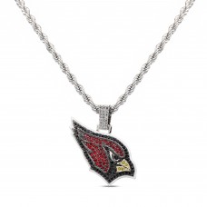 Arizona Cardinals GLD 14K White Gold Logo Pendant & Rope Chain