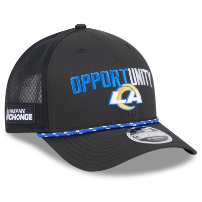 Бейсболка Los Angeles Rams New Era Black 2025 Inspire Change 9FORTY M-Crown