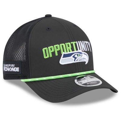 Бейсболка Seattle Seahawks New Era Black 2025 Inspire Change 9FORTY M-Crown
