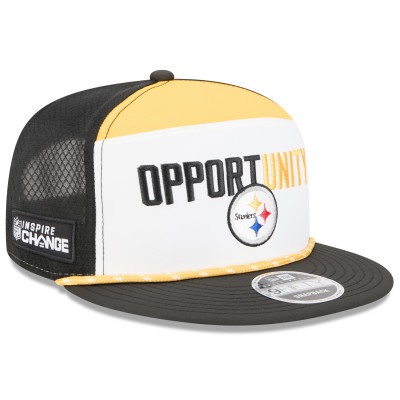 Бейсболка Pittsburgh Steelers New Era White/Black 2025 Inspire Change Split Panel 9FIFTY Snapback