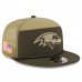 Бейсболка Baltimore Ravens New Era Dark Green 2025 Salute to Service Split Panel 9FIFTY Snapback