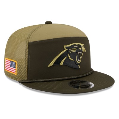Бейсболка Carolina Panthers New Era Dark Green 2025 Salute to Service Split Panel 9FIFTY Snapback