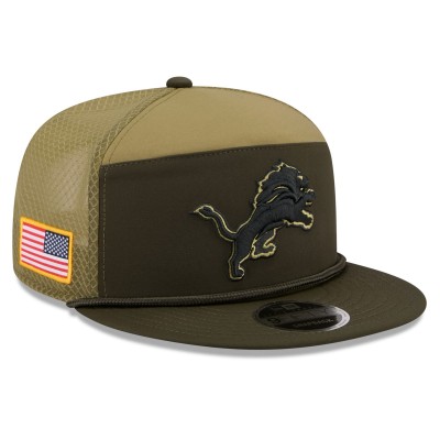 Бейсболка Detroit Lions New Era Dark Green 2025 Salute to Service Split Panel 9FIFTY Snapback