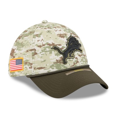 Бейсболка Detroit Lions New Era Camo 2025 Salute to Service 39THIRTY