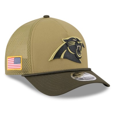 Бейсболка Carolina Panthers New Era Green 2025 Salute to Service 9FORTY A-Frame M-Crown