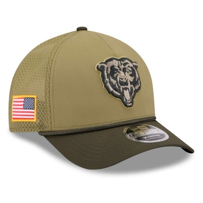 Бейсболка Chicago Bears New Era Green 2025 Salute to Service 9FORTY A-Frame M-Crown