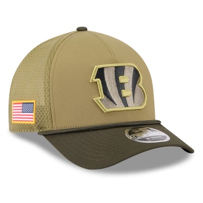 Бейсболка Cincinnati Bengals New Era Green 2025 Salute to Service 9FORTY A-Frame M-Crown