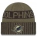 Miami Dolphins New Era Dark Green 2025 Salute to Service Cuffed Knit Hat