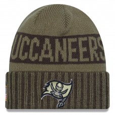 Tampa Bay Buccaneers New Era Dark Green 2025 Salute to Service Cuffed Knit Hat