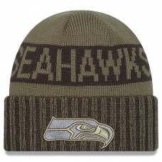 Seattle Seahawks New Era Dark Green 2025 Salute to Service Cuffed Knit Hat