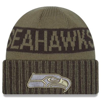 Seattle Seahawks New Era Dark Green 2025 Salute to Service Cuffed Knit Hat