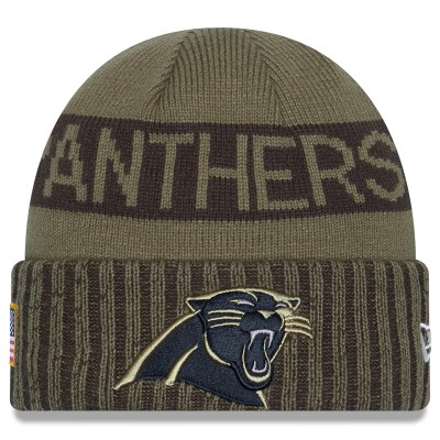 Carolina Panthers New Era Dark Green 2025 Salute to Service Cuffed Knit Hat