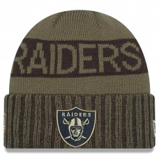 Las Vegas Raiders New Era Dark Green 2025 Salute to Service Cuffed Knit Hat